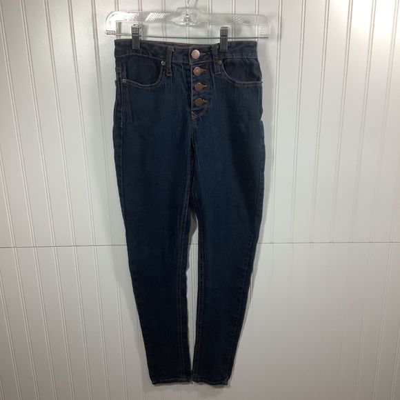 Nobo No Boundaries Skinny Jeans Women's Size 3 Dark Blue Mid Rise Button Fly - Picture 1 of 6